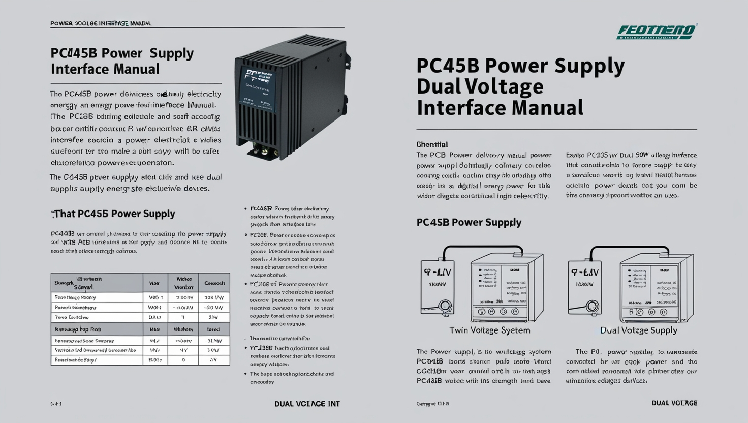 PC45B Power Supply Dual Voltage Interface Manual